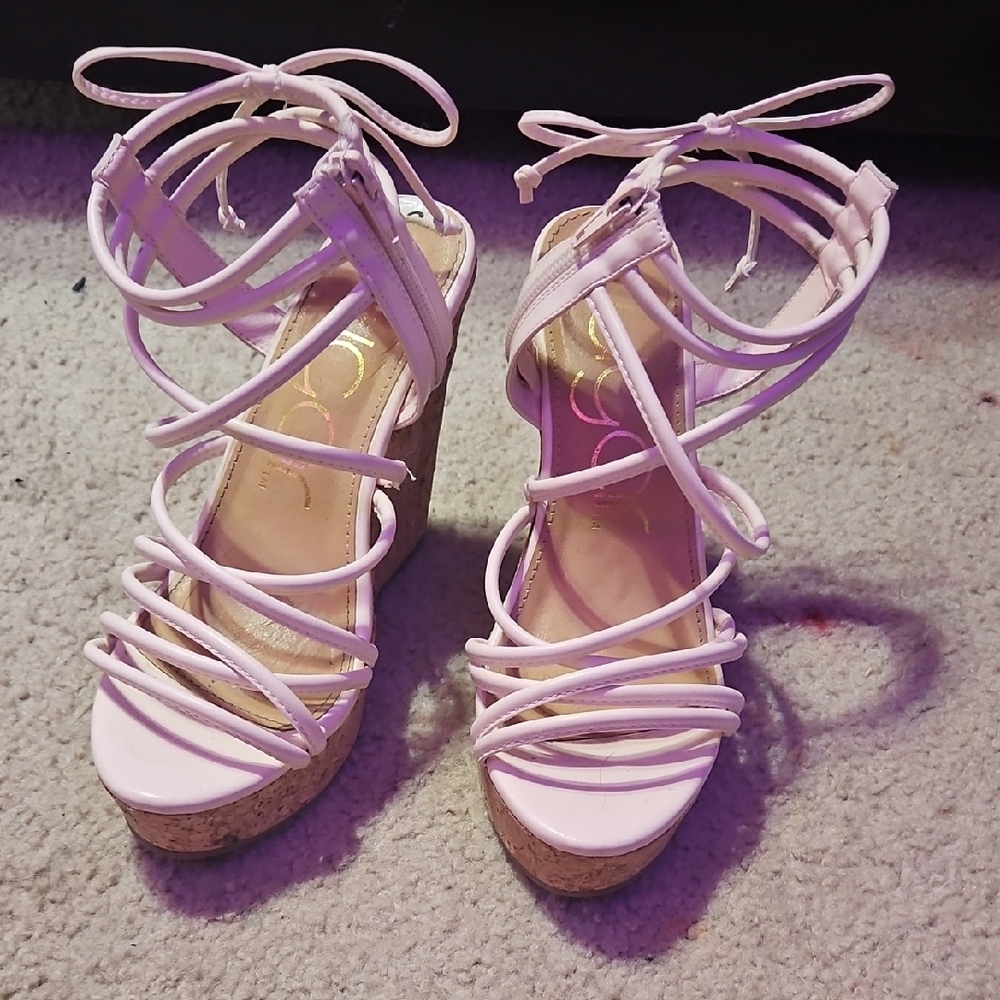 Women's Strappy White Wedge Sandals